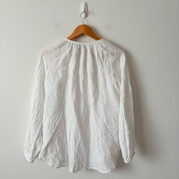 Gap Crinkle Gauze Boatneck Button-Front Top White Size Small - Picture 6 of 8